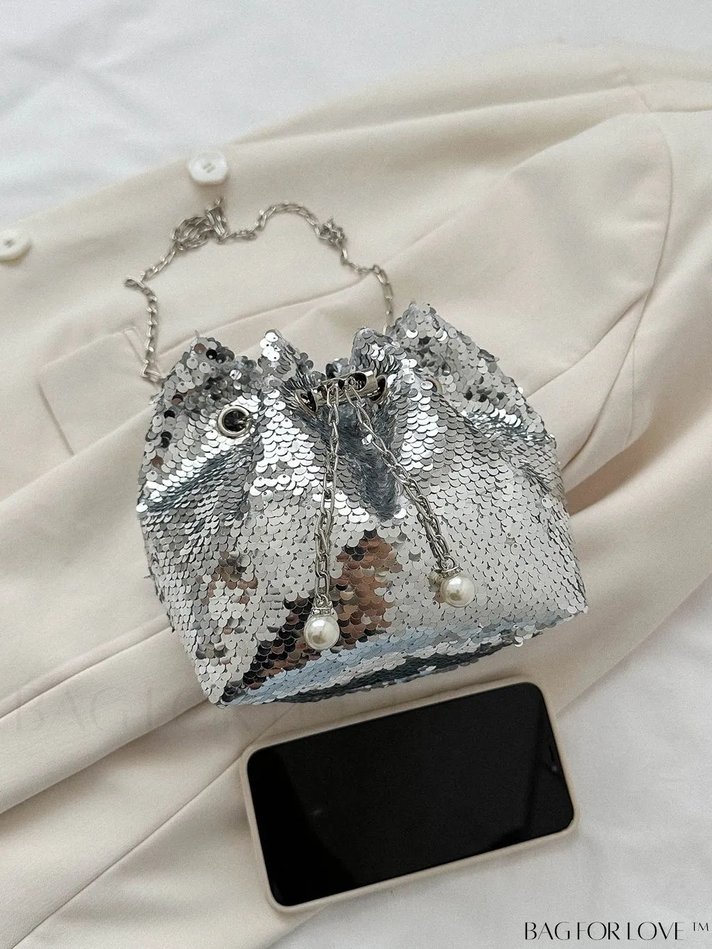 BagForLove - Chic Mini Evening Bag with Decorative Drawstring - Stylish and Shimmering