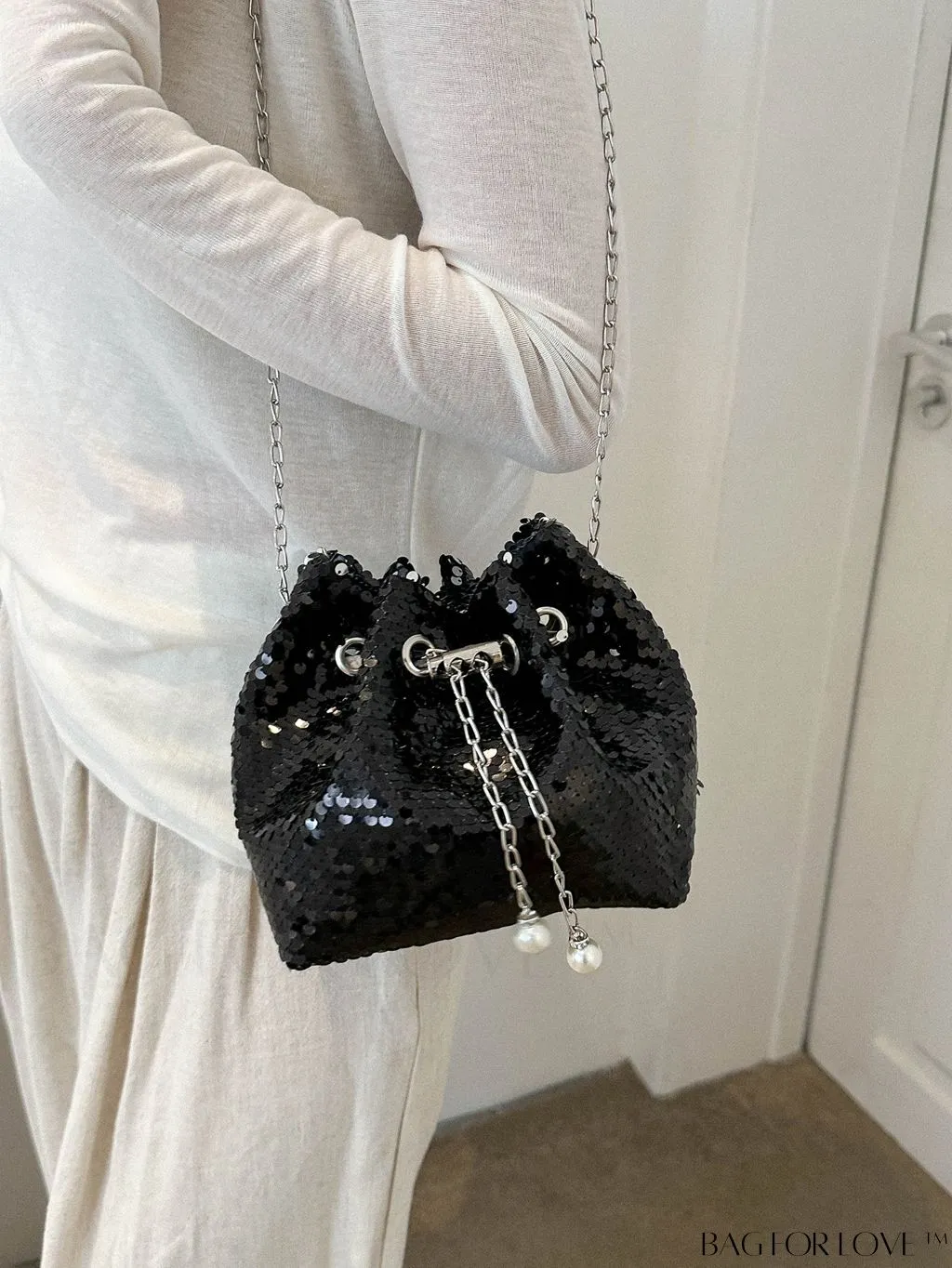 BagForLove - Chic Mini Evening Bag with Decorative Drawstring - Stylish and Shimmering