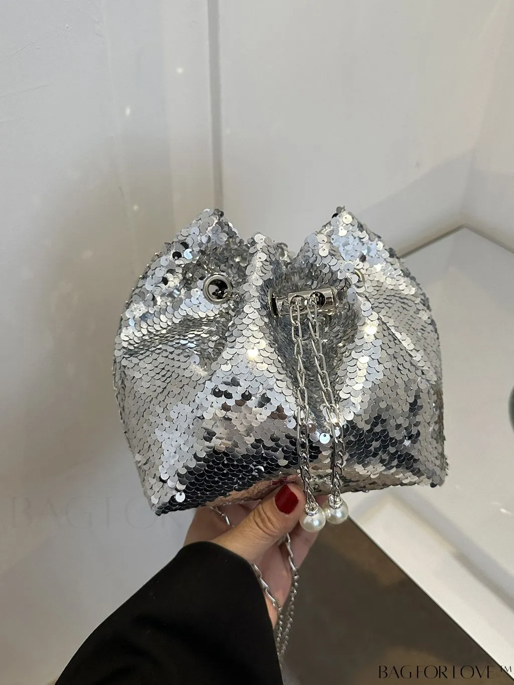 BagForLove - Chic Mini Evening Bag with Decorative Drawstring - Stylish and Shimmering