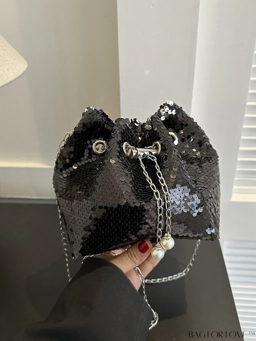 BagForLove - Chic Mini Evening Bag with Decorative Drawstring - Stylish and Shimmering