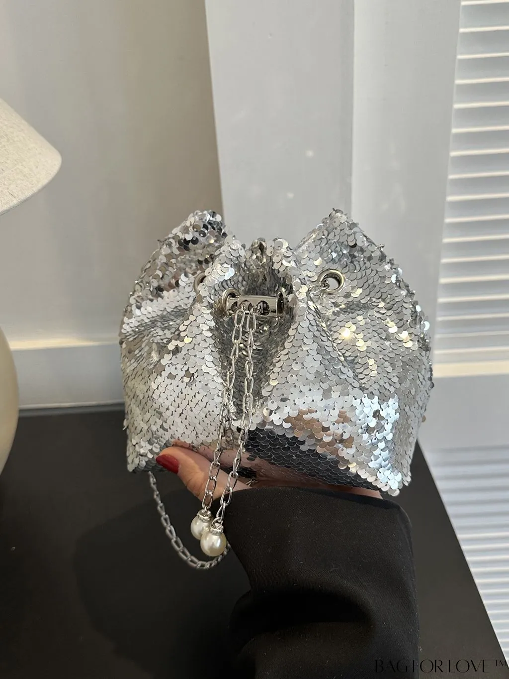 BagForLove - Chic Mini Evening Bag with Decorative Drawstring - Stylish and Shimmering