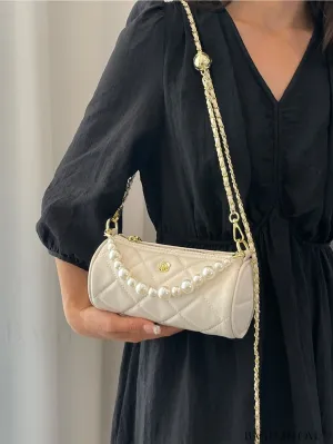 BagForLove - Chic Mini Quilted Bucket Bag with Chain Strap & Faux Pearl Embellishments
