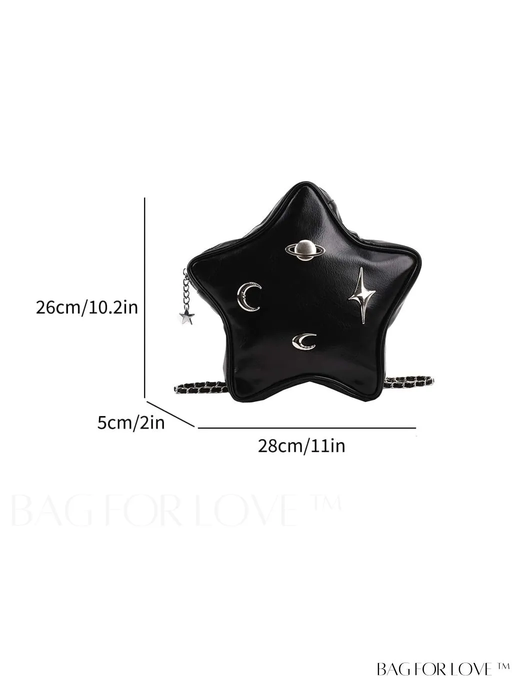 BagForLove - Chic Silver Backpack with Unique Star Design, Metal Decor & Funky Chain Strap