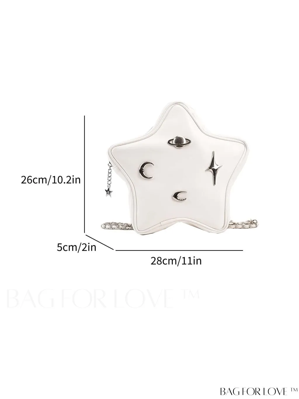 BagForLove - Chic Silver Backpack with Unique Star Design, Metal Decor & Funky Chain Strap