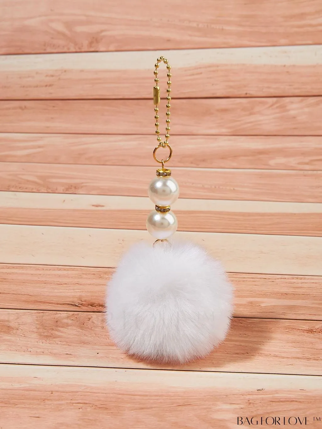 BagForLove - Pearl-Embellished Pom Pom Bag Charm with Sophisticated Design