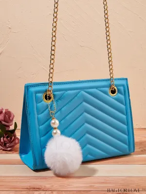 BagForLove - Pearl-Embellished Pom Pom Bag Charm with Sophisticated Design