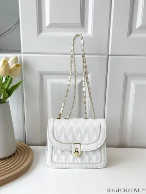 BagForLove - Stylish Mini Geometric Shoulder Bag with Metallic Chain - Fashionable and Chic