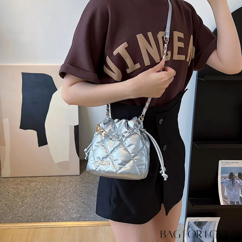 BagForLove - Stylish Womens Chain Bucket Crossbody Handbag - Trendy and Modern Stitched Design