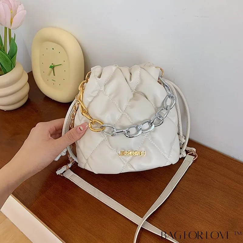 BagForLove - Stylish Womens Chain Bucket Crossbody Handbag - Trendy and Modern Stitched Design