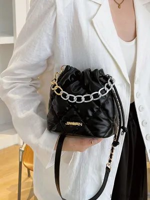 BagForLove - Stylish Womens Chain Bucket Crossbody Handbag - Trendy and Modern Stitched Design