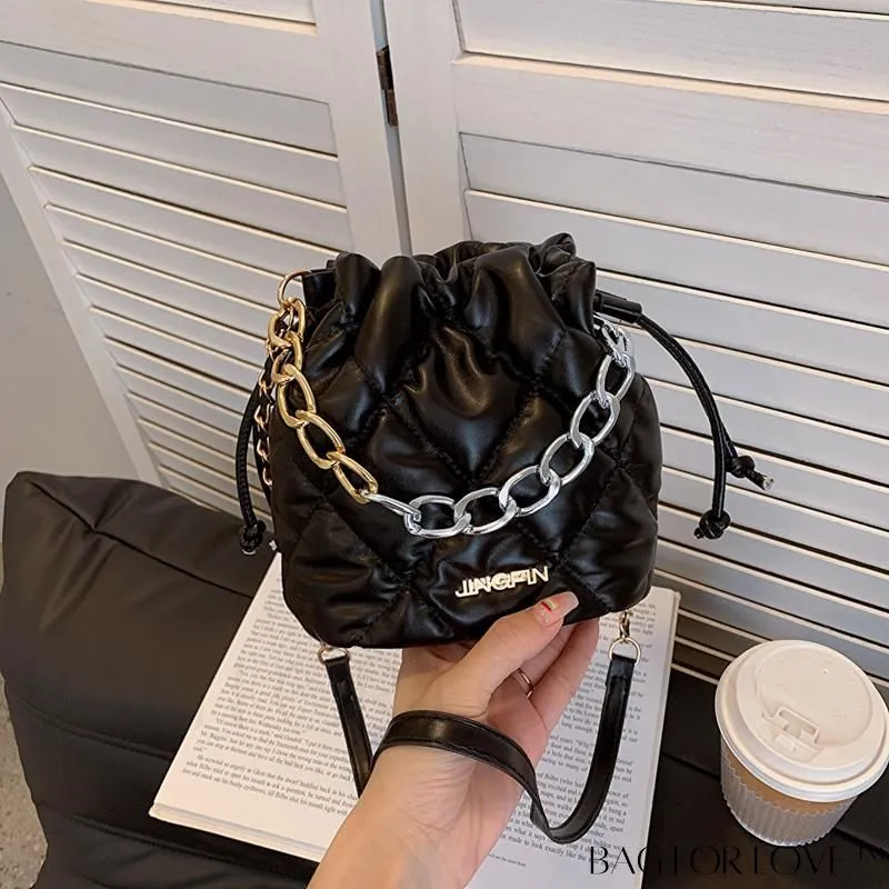 BagForLove - Stylish Womens Chain Bucket Crossbody Handbag - Trendy and Modern Stitched Design