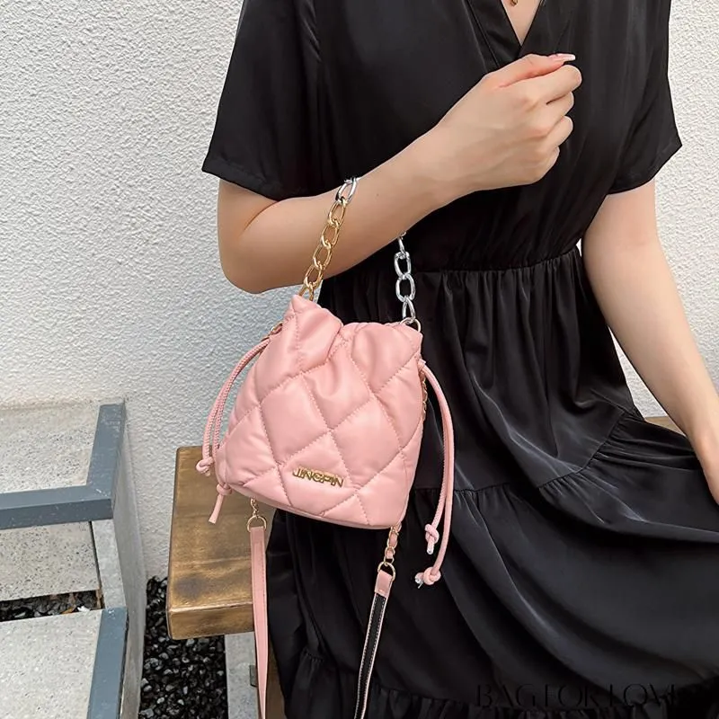 BagForLove - Stylish Womens Chain Bucket Crossbody Handbag - Trendy and Modern Stitched Design