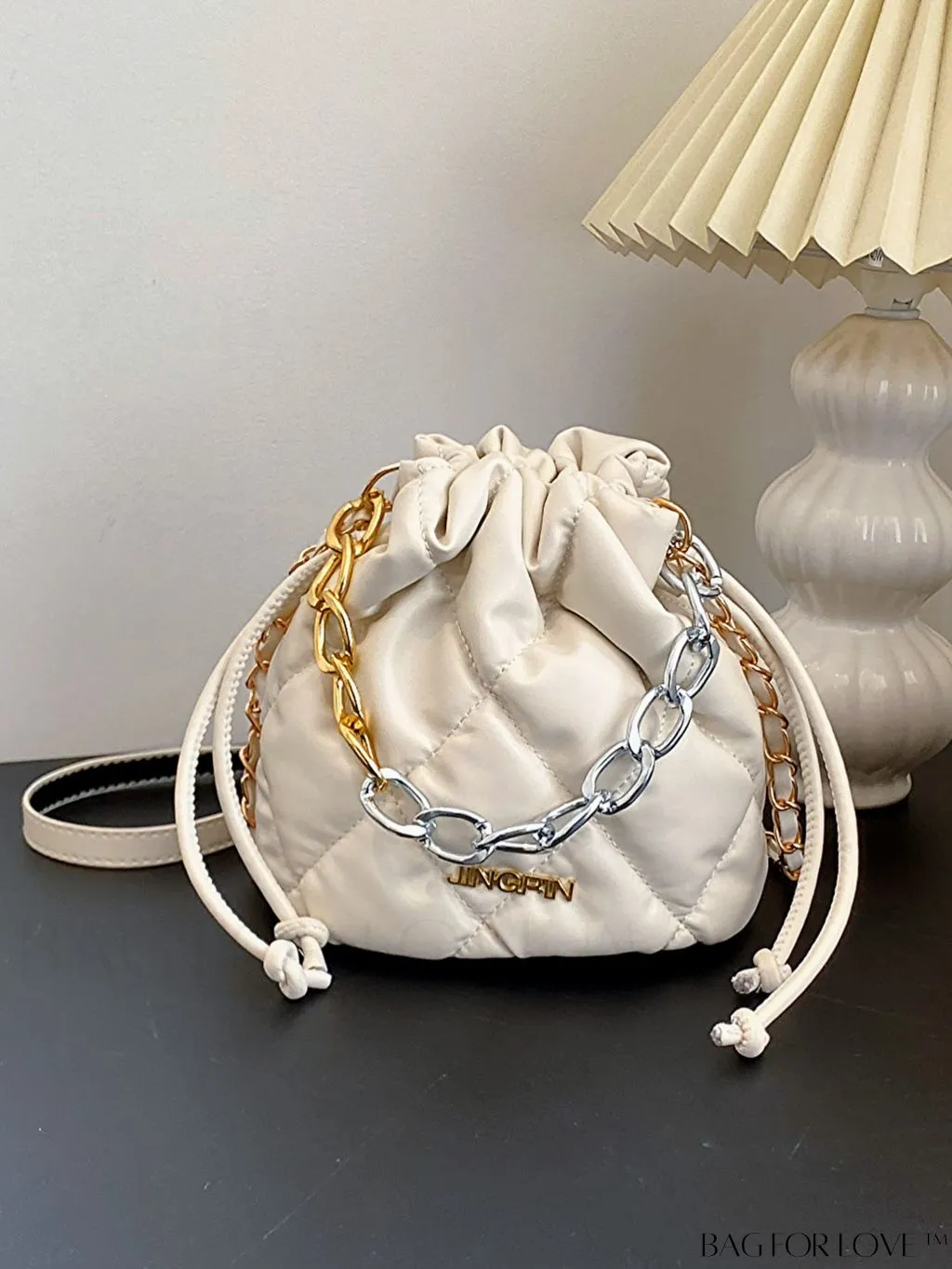 BagForLove - Versatile Mini Quilted Bucket Bag with Drawstring - Wear as Shoulder or Crossbody