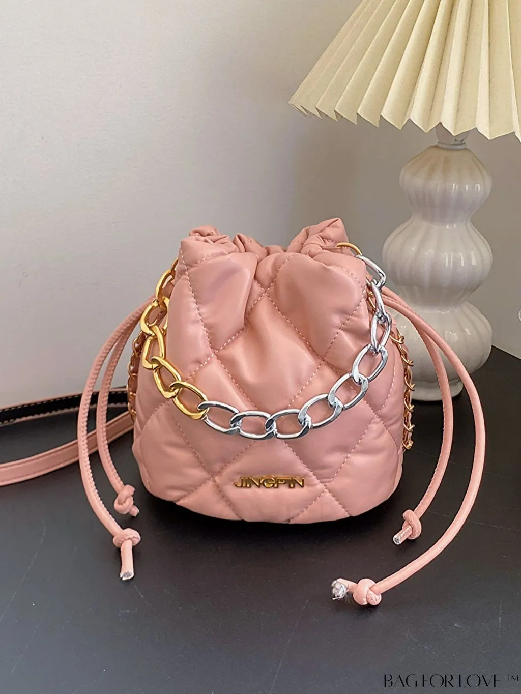 BagForLove - Versatile Mini Quilted Bucket Bag with Drawstring - Wear as Shoulder or Crossbody