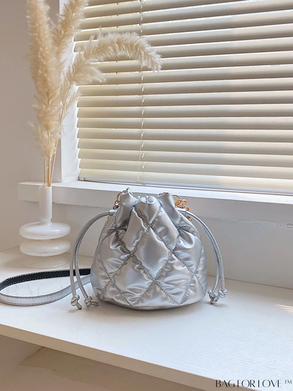 BagForLove - Versatile Mini Quilted Bucket Bag with Drawstring - Wear as Shoulder or Crossbody