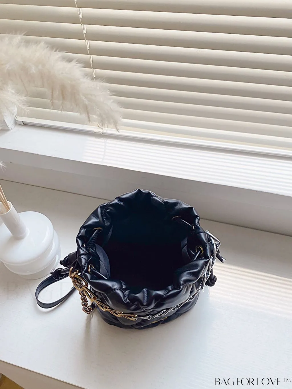 BagForLove - Versatile Mini Quilted Bucket Bag with Drawstring - Wear as Shoulder or Crossbody