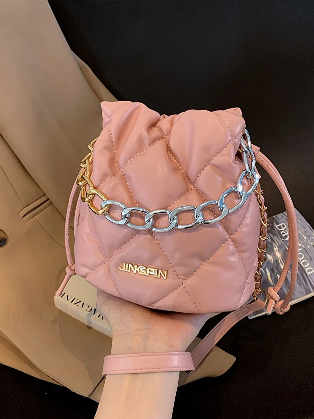BagForLove - Versatile Mini Quilted Bucket Bag with Drawstring - Wear as Shoulder or Crossbody