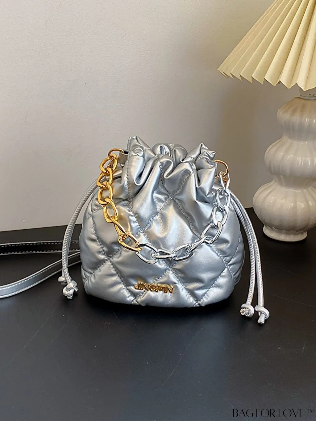 BagForLove - Versatile Mini Quilted Bucket Bag with Drawstring - Wear as Shoulder or Crossbody