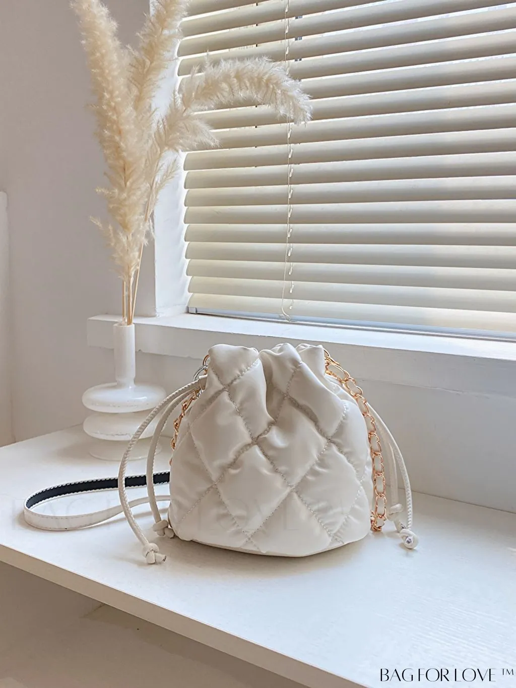 BagForLove - Versatile Mini Quilted Bucket Bag with Drawstring - Wear as Shoulder or Crossbody