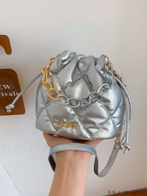 BagForLove - Versatile Mini Quilted Bucket Bag with Drawstring - Wear as Shoulder or Crossbody