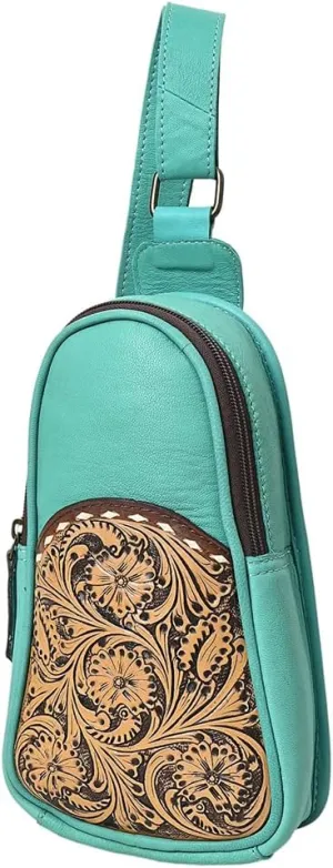 Bags OHG188B Sling Hand Tooled Genuine Leather Women Bag Western Handbag Purse