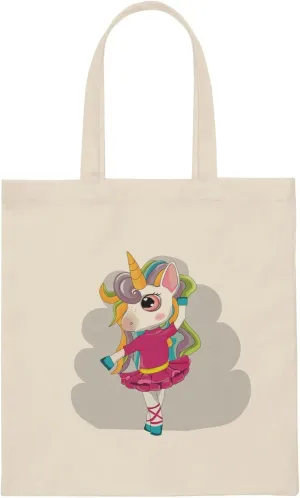 Ballet Dancer Enchanted Rainbow Unicorn Canvas Tote Bag