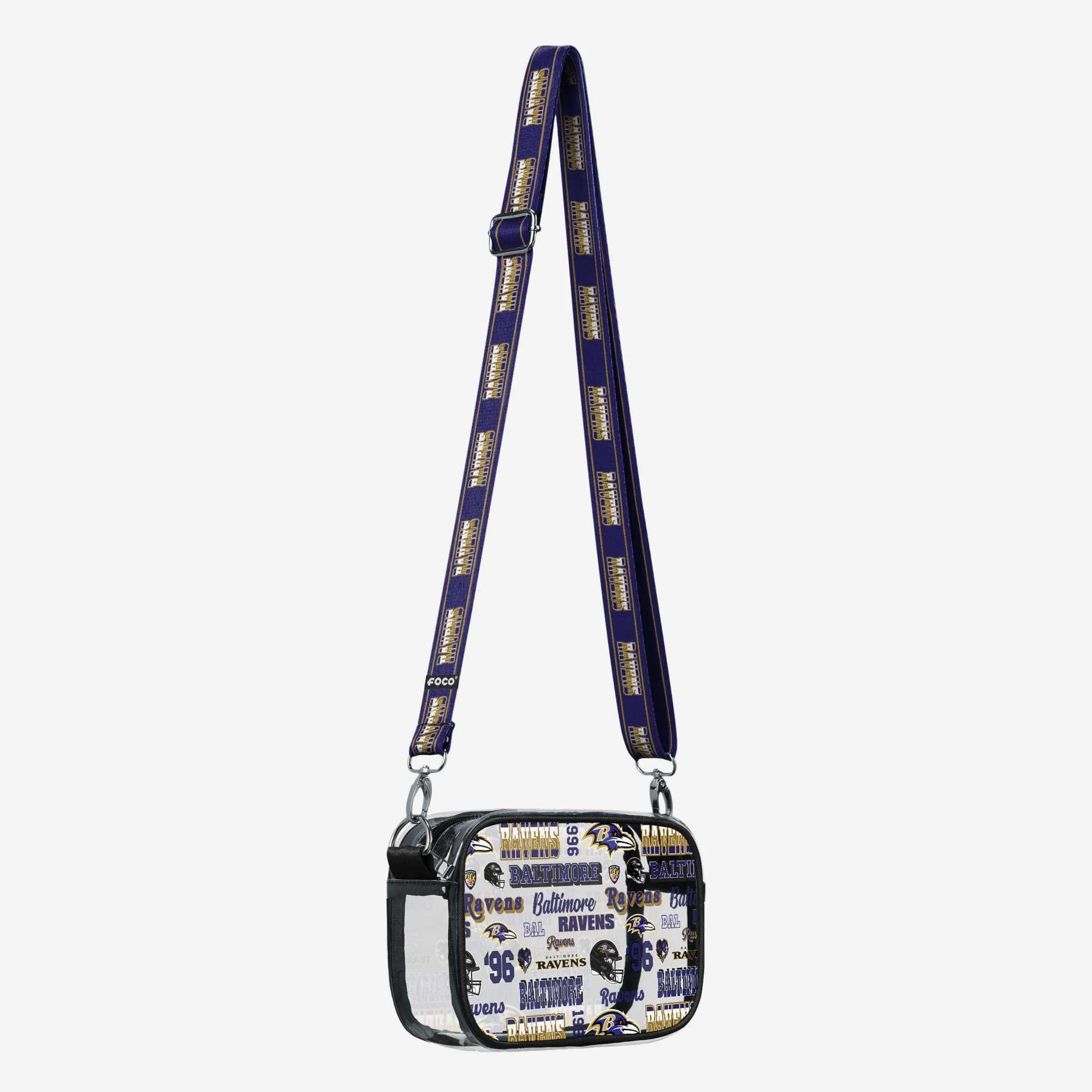 Baltimore Ravens Repeat Retro Print Clear Crossbody Bag
