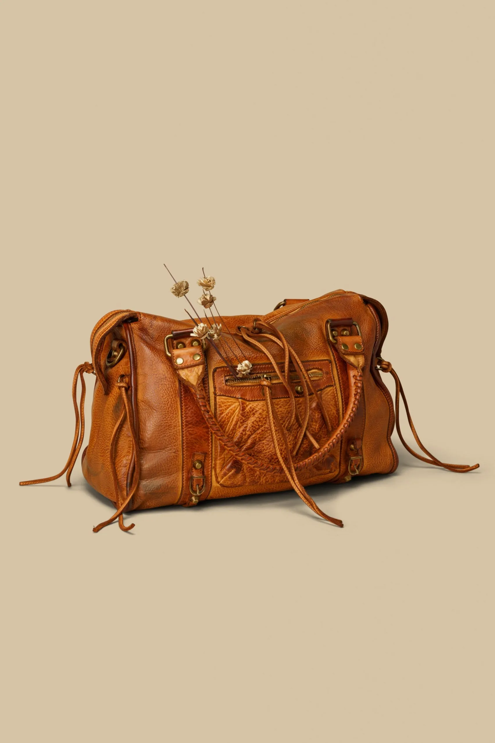 BAYSIDE84 Classic Fringe Hobo - Cognac