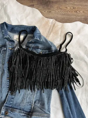 Bear Dance - Suede Fringe Crop Top