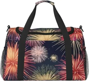 Beautiful Firework Print Travel Hand Travel Bag Weekender Overnight Carry On Tote Foldable Crossbody Bag