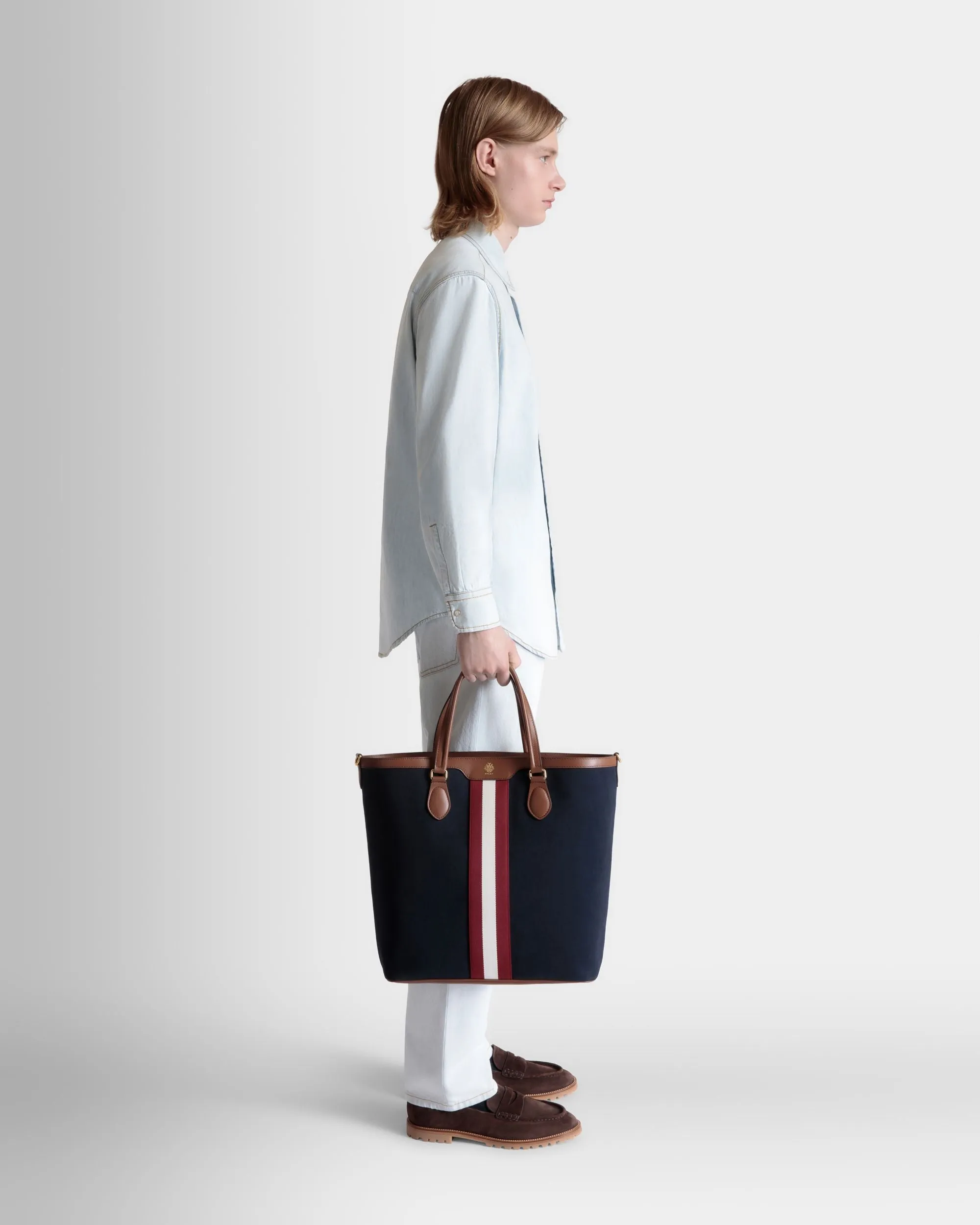 Beckett Tote in Navy Blue Cotton Canvas