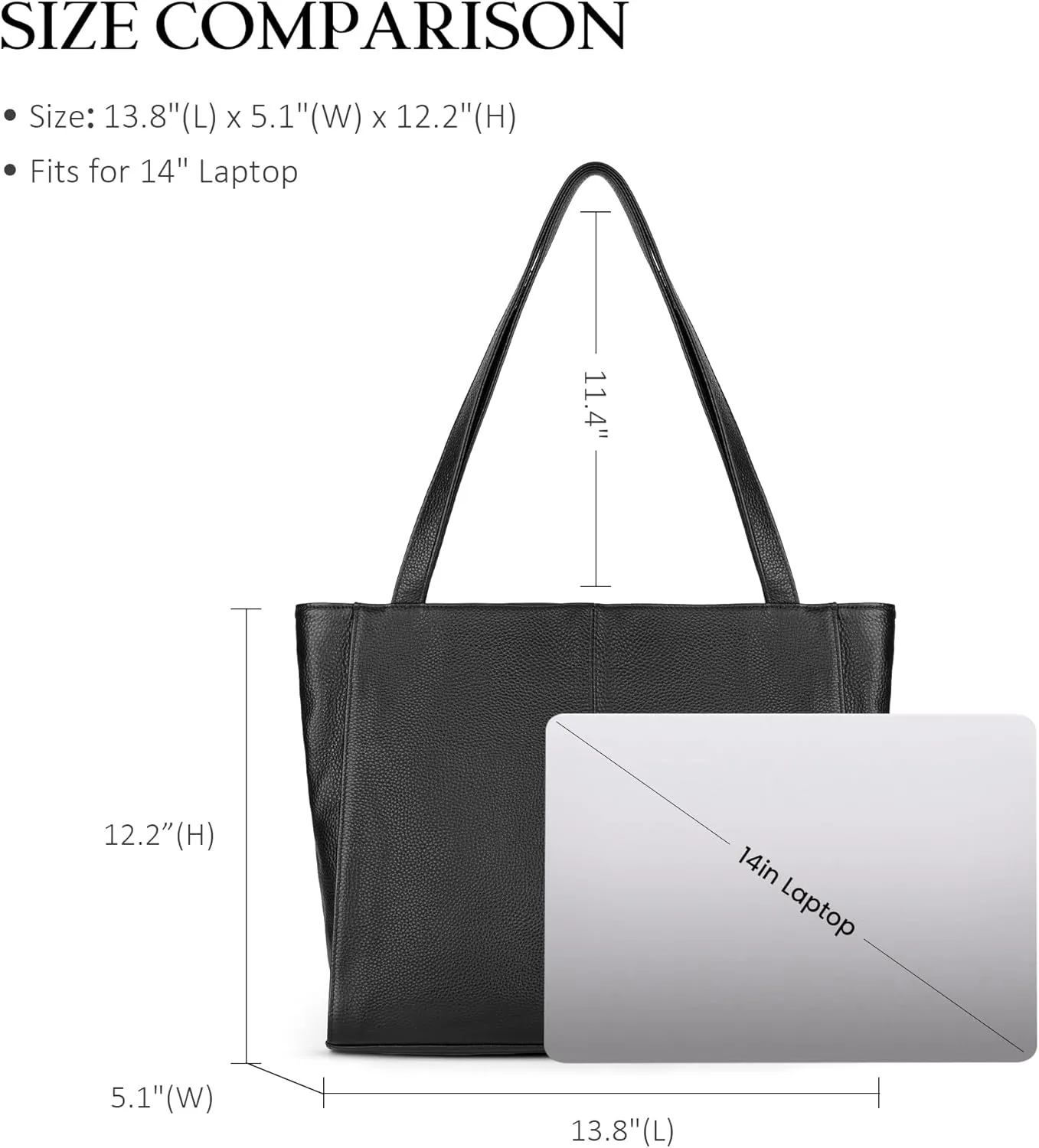 befen Genuine Leather Tote Bag for Women Work, Women's Leather Shoulder Bags Purses Satchel Handbags with Laptop Compartment