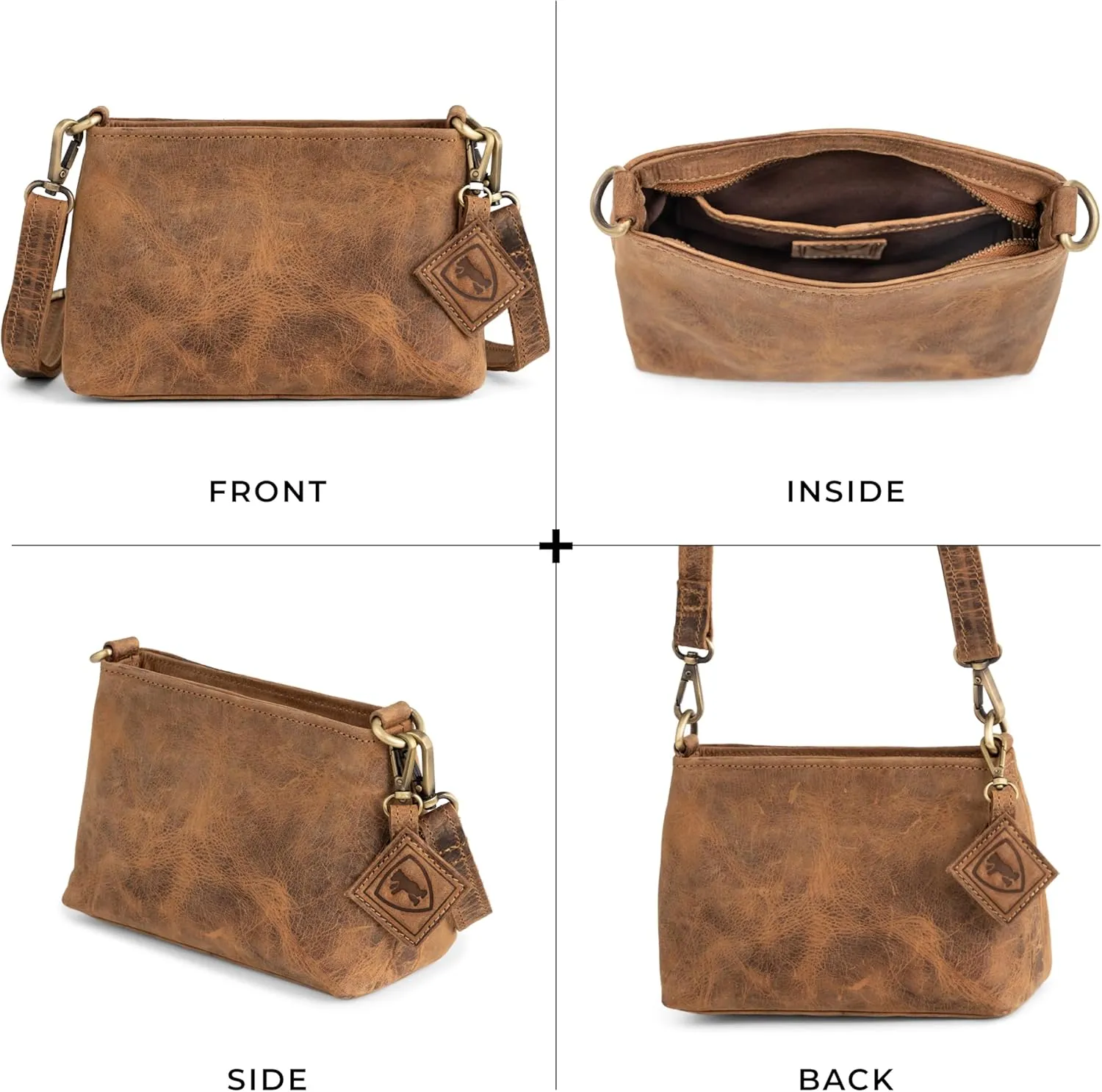 BERLINER BAGS Vintage Genuine Leather Shoulder Bag Marbella, Crossbody Purse for Women, Satchel Bag