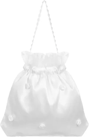 BESTOYARD 9x8 Inches Satin Bridal Wedding Money Bag Embroidery Silk Decorated Bag with Pearl, Bridal Dolly Bag Money Bag Bridal Showers Pouch Bag Women Handbag