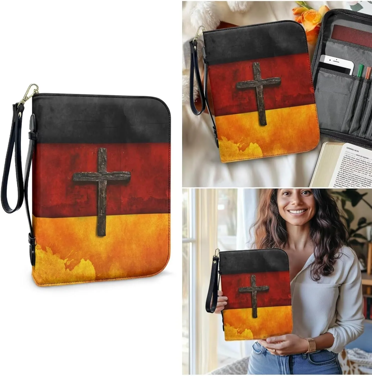 Bible Bags for Women Girls Bible Cover Case with Bookmarks for Men Church Book Handbag for Bible Study