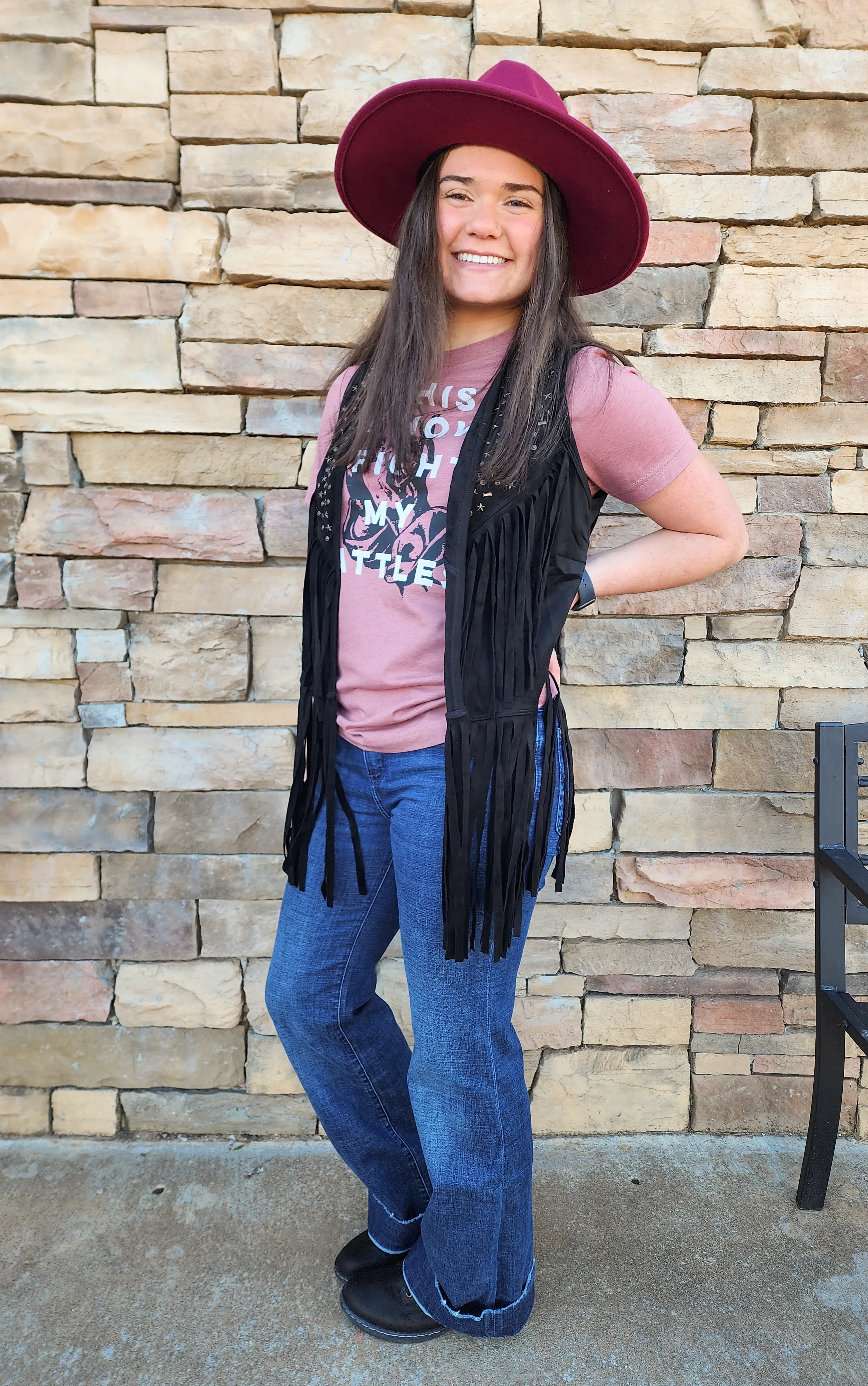 Black suede vest