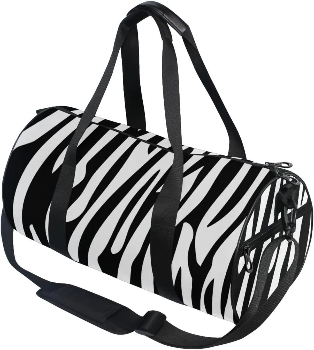 Black White Stripe Duffel Bag Sports Gym Bags for Men and Women