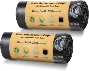 BLIKA 50 Count Toilet Replacement Bags, 8 Gallon, 30 Liter, Heavy Duty 1 Mil, Compost Bags 8 Gallon, Camping Toilet Bags for Portable Toilet, Car Travel, Camping, Long Trips