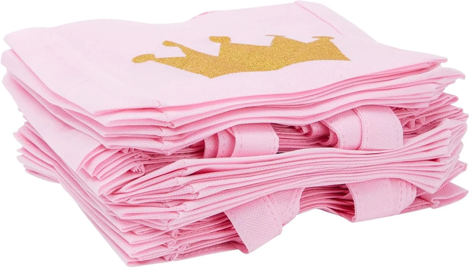 BLUE PANDA 24 Pack Princess-Themed Party Favor Bags for Girls, Pink Canvas Gift Bags for Birthday (6.5 x 7 x 2 in)