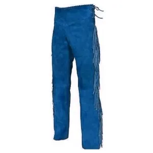 Blue Suede Leather Fringe Pants Jeans Style For Men Western Pant MFP1122