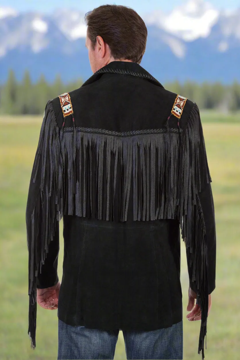 Boar Suede Fringe Leather Jacket Extra Long