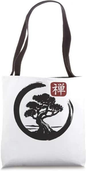 Bonsai Tree Zen Buddhist Enso Circle Tote Bag