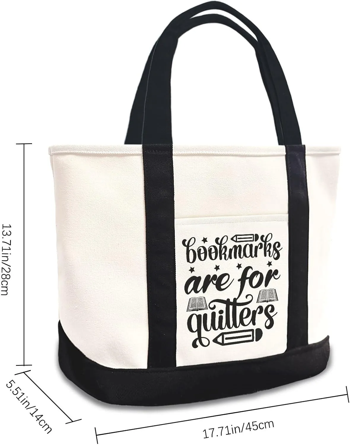 Bookmarks Are For Quitters Canvas Tote Bag Canvas Tote Bag With Zipper Use For Grocery Bags,Shopping Bags