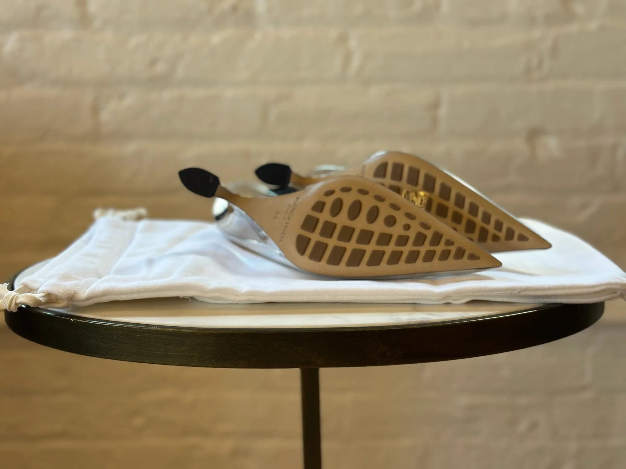 Bottega Veneta Metallic Silver Rocket Wedge Mules | Muse Boutique