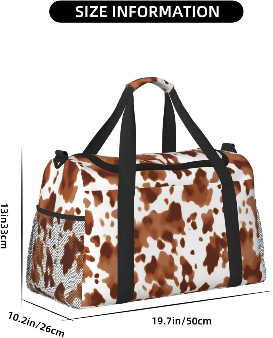 Brown Cow Print Travel Weekender Overnight Bags Foldable Hand Travel Bag Sport Gym Duffel Bag For Men Women
