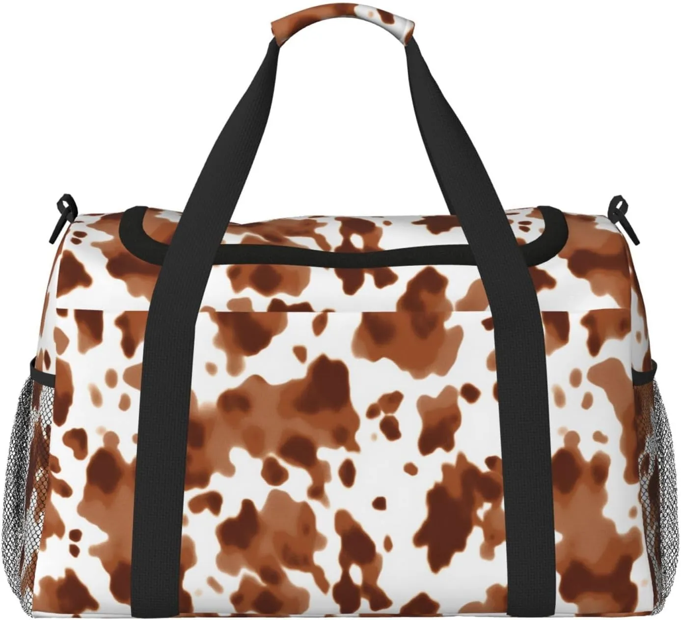 Brown Cow Print Travel Weekender Overnight Bags Foldable Hand Travel Bag Sport Gym Duffel Bag For Men Women