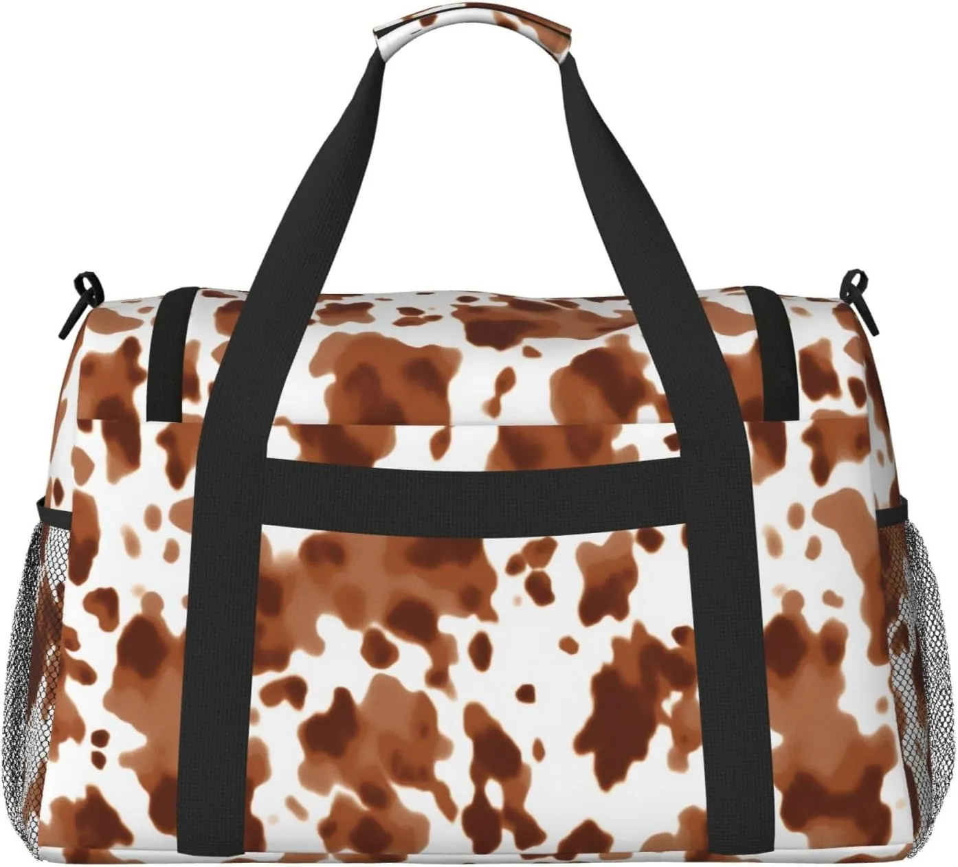 Brown Cow Print Travel Weekender Overnight Bags Foldable Hand Travel Bag Sport Gym Duffel Bag For Men Women