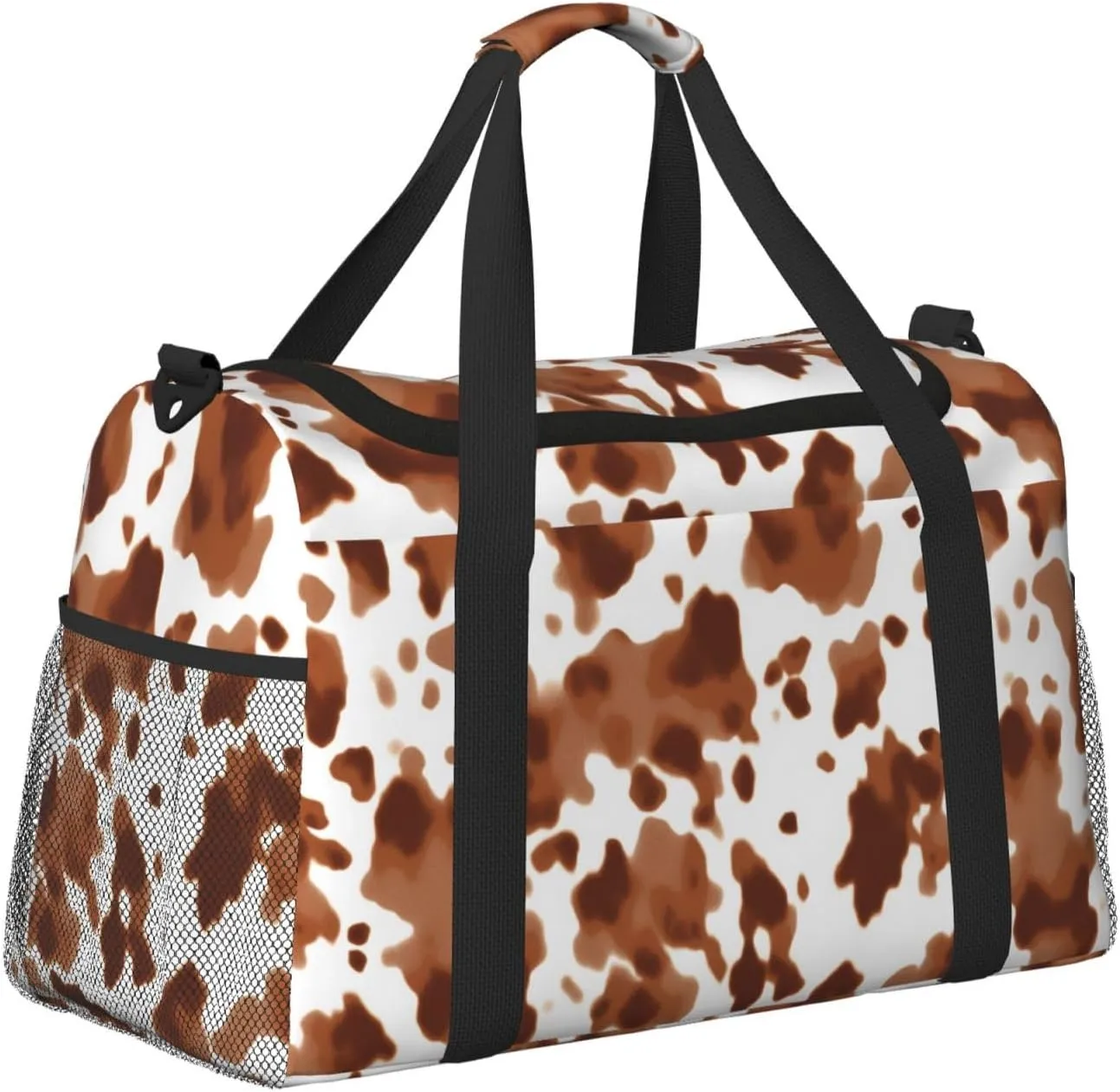 Brown Cow Print Travel Weekender Overnight Bags Foldable Hand Travel Bag Sport Gym Duffel Bag For Men Women