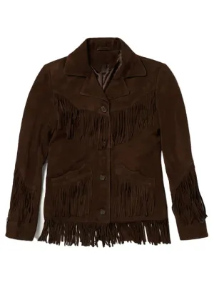 Brown Lamb Suede Fringed Jacket