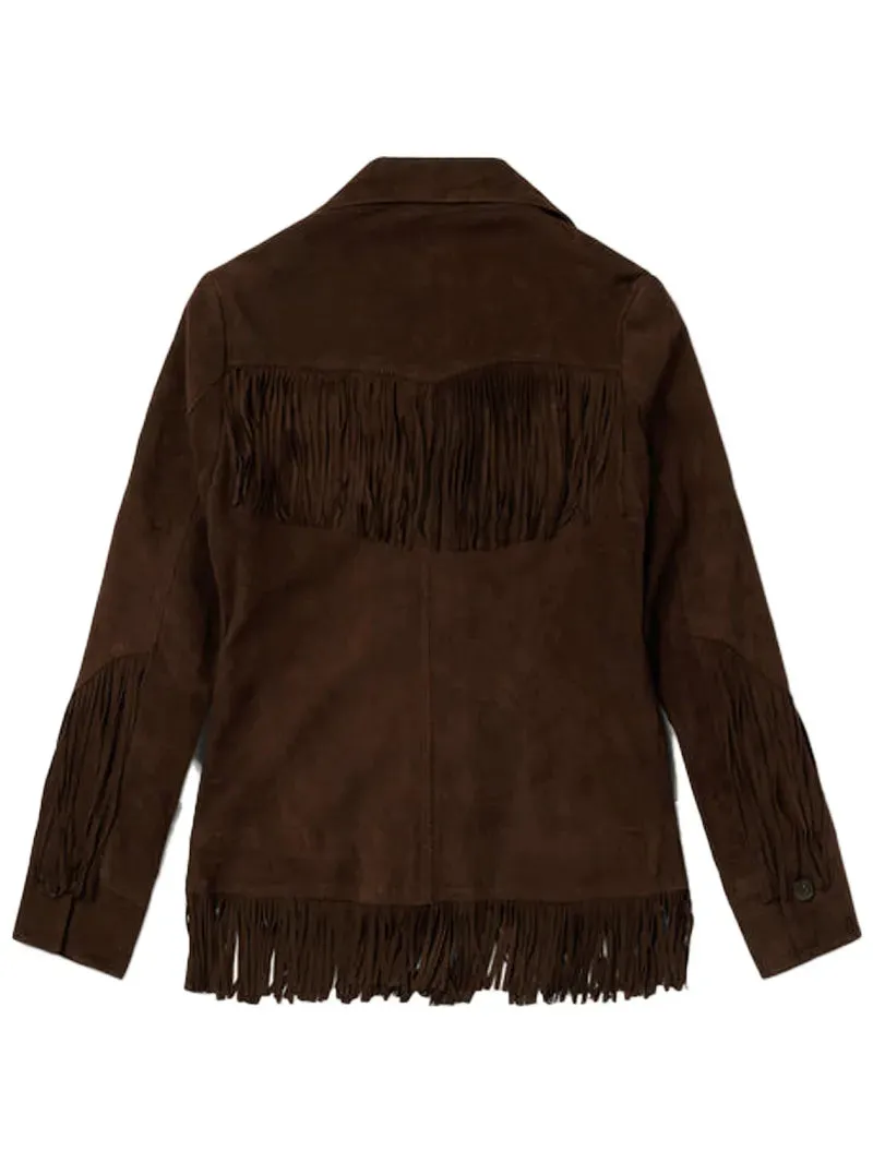 Brown Lamb Suede Fringed Jacket